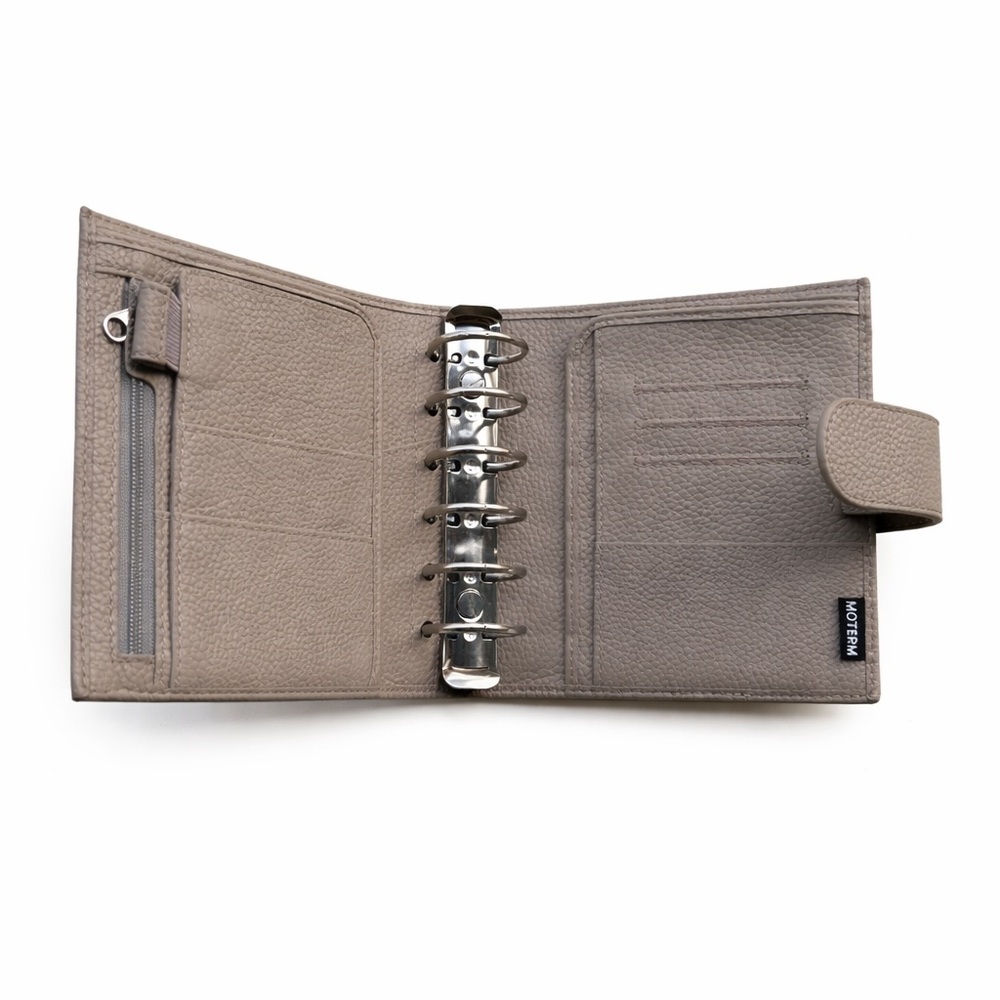 Elegant Moterm Pebble Gray Leather Wallet/Planner A7 - Picture 4 of 5